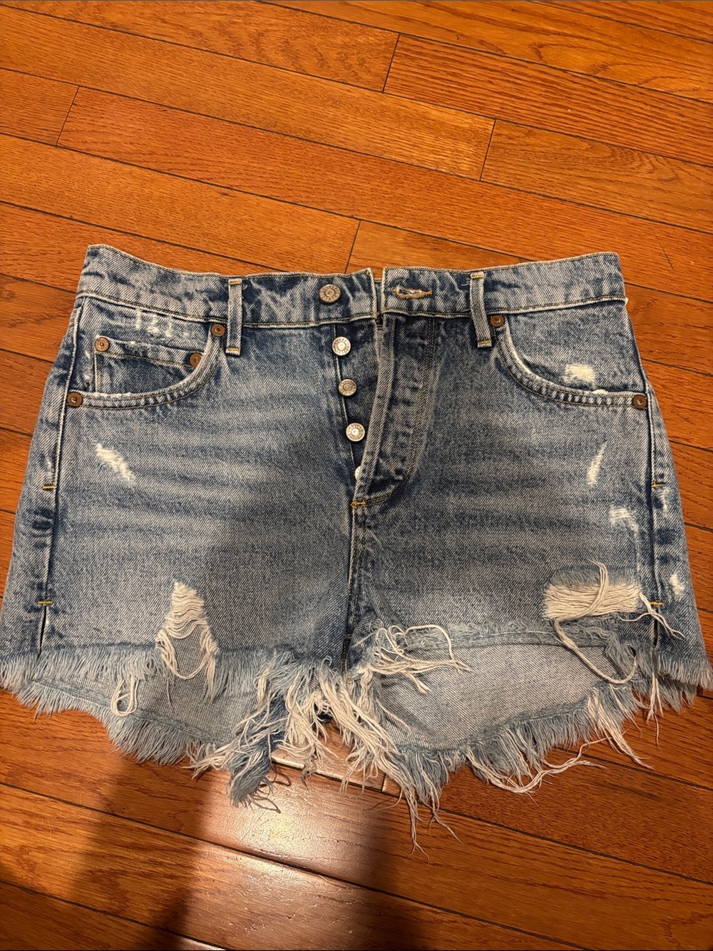 Agolde Jaden high rise cut off denim shorts